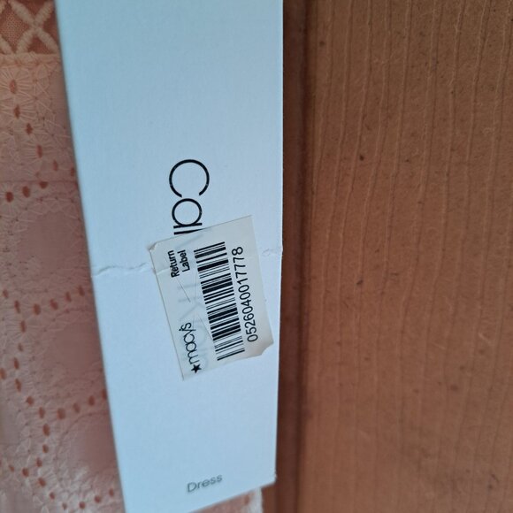 Size 4 Calvin Klein Peach Color Eyelet Dress - Picture 5 of 6